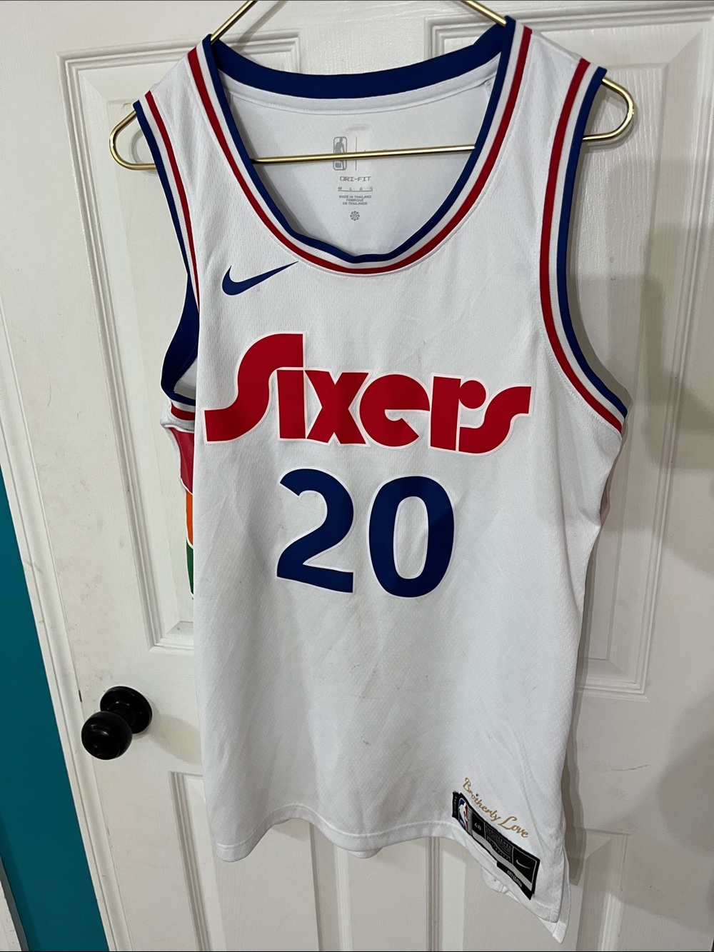 Nike White Sixers #20 Basketball Jersey brotherly Love McCain size L